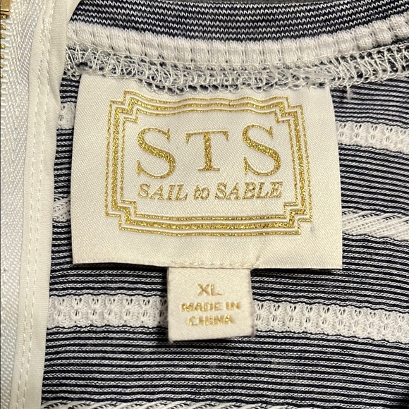 Sail to Sable STS Gray and White Striped Cotton Blend Mini Sun Dress - Picture 3 of 5